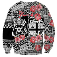Fiji Tonga Coat of Arm Personalised Sweatshirt With Masi Tapa and Tongan Ngatu Together LT9 - Polynesian Pride