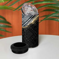 Polynesian Tribal Tattoo 4 in 1 Can Cooler Tumbler Dark Marble Pattern