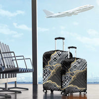 Polynesian Tribal Tattoo Luggage Cover Dark Marble Pattern