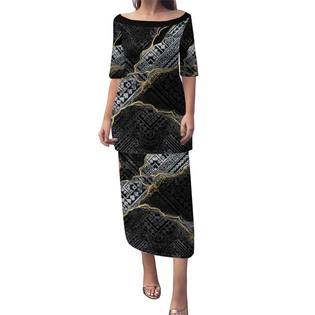 Polynesian Tribal Tattoo Puletasi Dark Marble Pattern