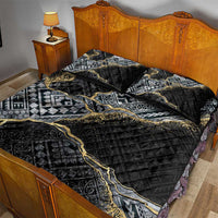 Polynesian Tribal Tattoo Quilt Bed Set Dark Marble Pattern