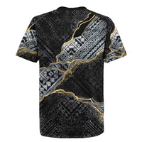 Polynesian Tribal Tattoo Rugby Jersey Dark Marble Pattern
