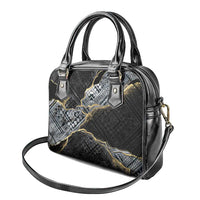 Polynesian Tribal Tattoo Shoulder Handbag Dark Marble Pattern