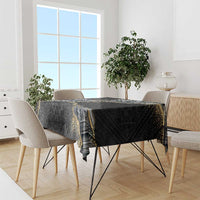 Polynesian Tribal Tattoo Tablecloth Dark Marble Pattern