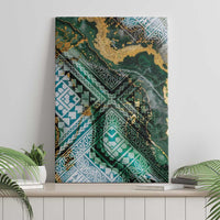 Polynesian Tribal Tattoo Canvas Wall Art Green Marble Pattern