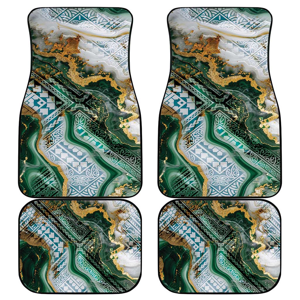 Polynesian Tribal Tattoo Car Mats Green Marble Pattern