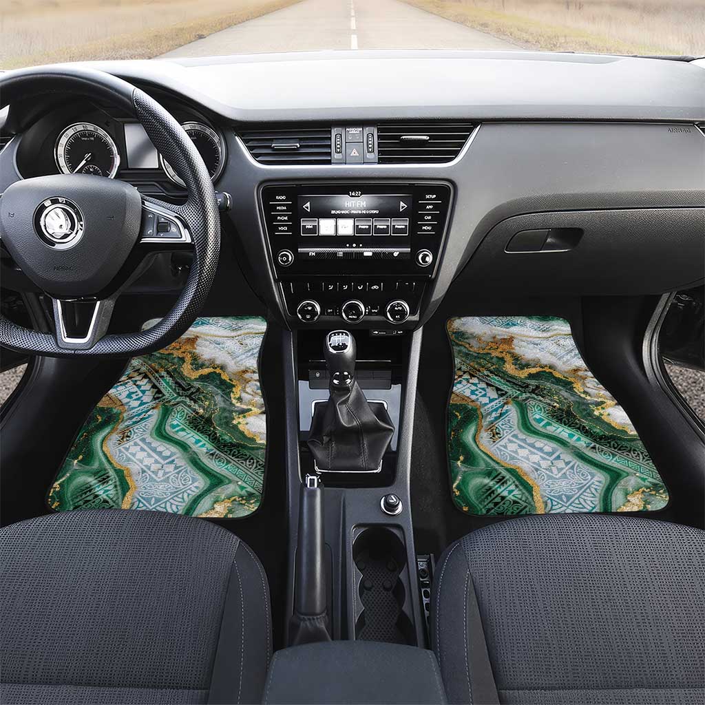 Polynesian Tribal Tattoo Car Mats Green Marble Pattern