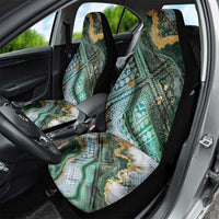 Polynesian Tribal Tattoo Car Seat Cover Green Marble Pattern