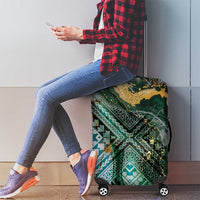 Polynesian Tribal Tattoo Luggage Cover Green Marble Pattern