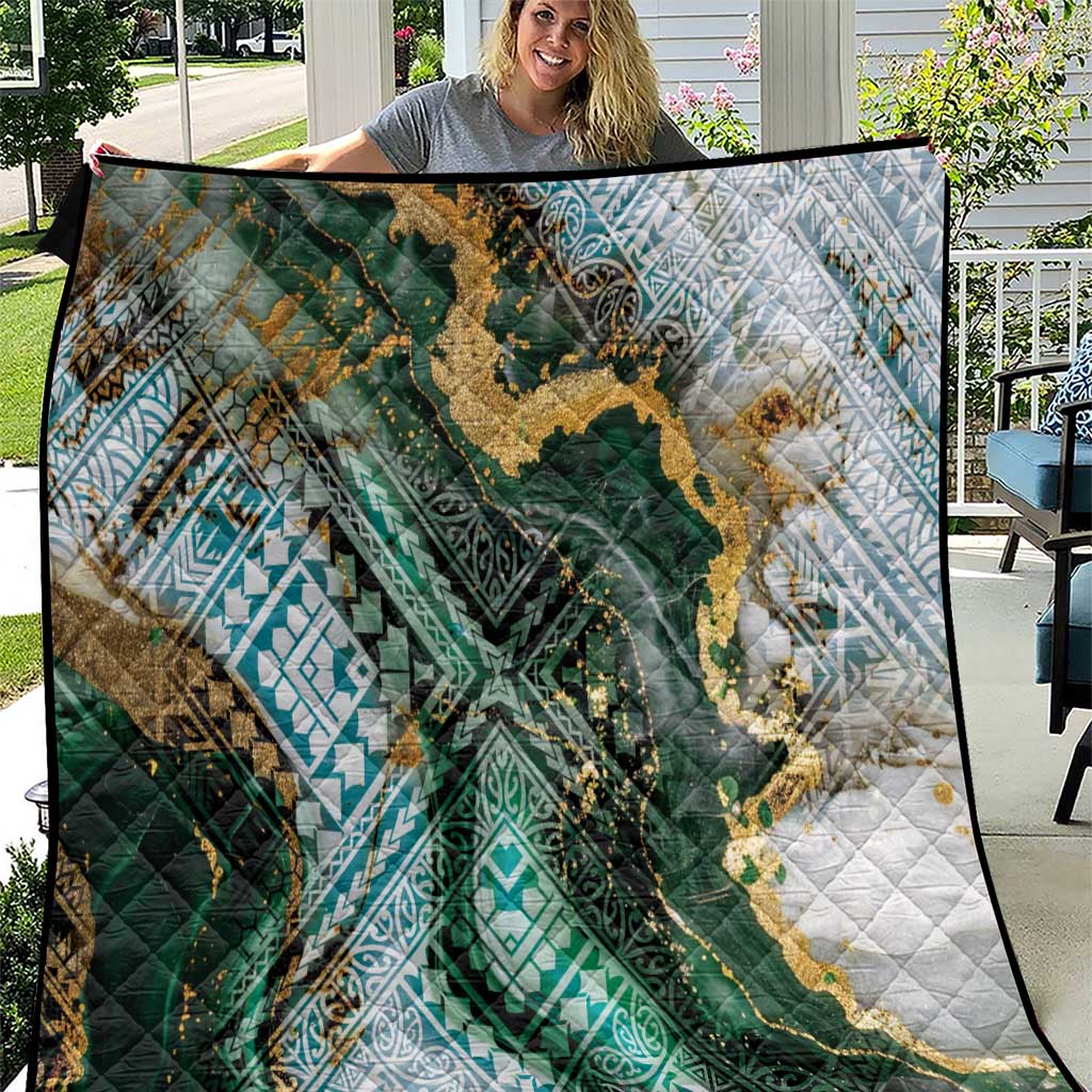 Polynesian Tribal Tattoo Quilt Green Marble Pattern LT9 Green - Polynesian Pride