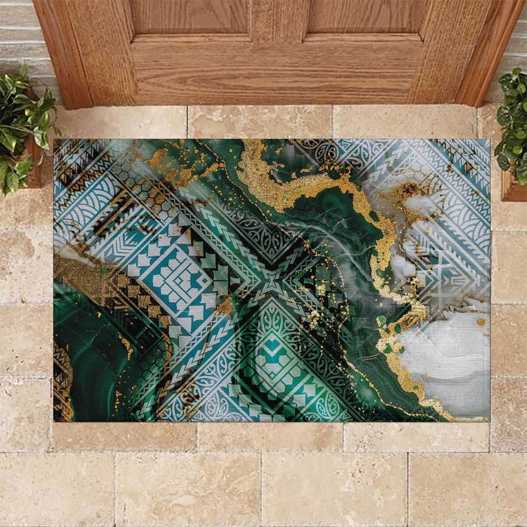 Polynesian Tribal Tattoo Rubber Doormat Green Marble Pattern LT9 Green - Polynesian Pride