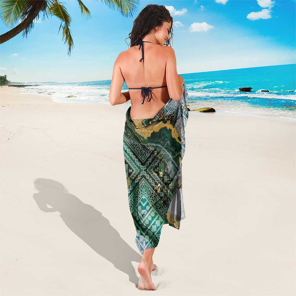 Polynesian Tribal Tattoo Sarong Green Marble Pattern