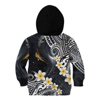Polynesian Tribal Tattoo Kid Hoodie Plumeria Black Gold Marble Pattern LT9 - Polynesian Pride