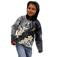 Polynesian Tribal Tattoo Kid Hoodie Plumeria Black Gold Marble Pattern LT9 - Polynesian Pride