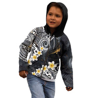 Polynesian Tribal Tattoo Kid Hoodie Plumeria Black Gold Marble Pattern LT9 - Polynesian Pride