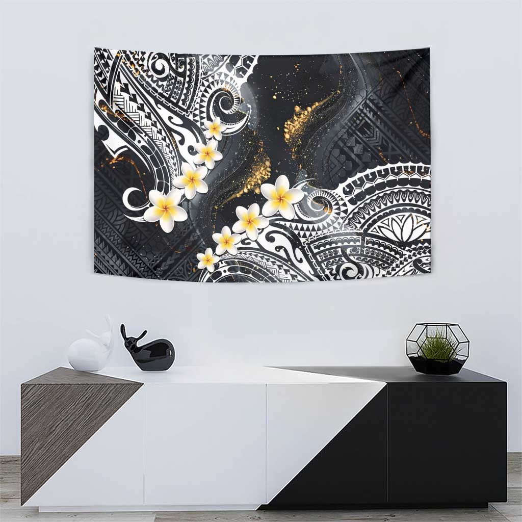 Polynesian Tribal Tattoo Tapestry Plumeria Black Gold Marble Pattern LT9 - Polynesian Pride
