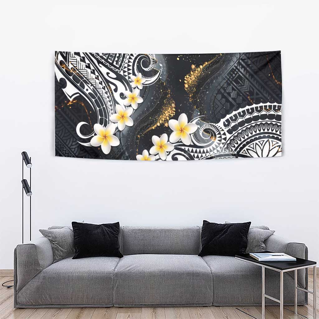 Polynesian Tribal Tattoo Tapestry Plumeria Black Gold Marble Pattern LT9 - Polynesian Pride