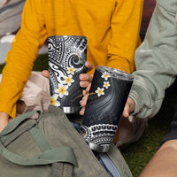 Polynesian Tribal Tattoo Tumbler Cup Plumeria Black Gold Marble Pattern