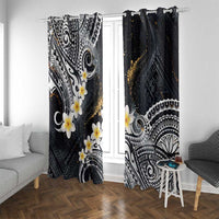 Polynesian Tribal Tattoo Window Curtain Plumeria Black Gold Marble Pattern