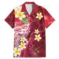 Polynesian Tribal Tattoo Family Matching Mermaid Dress and Hawaiian Shirt Plumeria Blood Red and Gold Marble Pattern