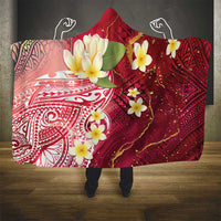 Polynesian Tribal Tattoo Hooded Blanket Plumeria Blood Red and Gold Marble Pattern LT9 - Polynesian Pride