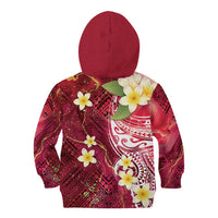 Polynesian Tribal Tattoo Kid Hoodie Plumeria Blood Red and Gold Marble Pattern LT9 - Polynesian Pride