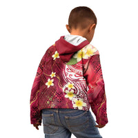 Polynesian Tribal Tattoo Kid Hoodie Plumeria Blood Red and Gold Marble Pattern LT9 - Polynesian Pride