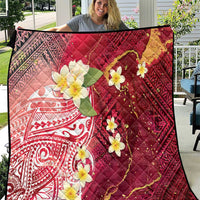 Polynesian Tribal Tattoo Quilt Plumeria Blood Red and Gold Marble Pattern LT9 Red - Polynesian Pride