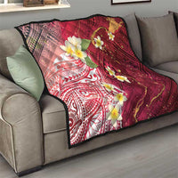 Polynesian Tribal Tattoo Quilt Plumeria Blood Red and Gold Marble Pattern LT9 - Polynesian Pride