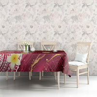 Polynesian Tribal Tattoo Tablecloth Plumeria Blood Red and Gold Marble Pattern