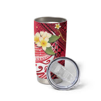 Polynesian Tribal Tattoo Tumbler Cup Plumeria Blood Red and Gold Marble Pattern