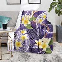 Polynesian Tribal Tattoo Blanket Plumeria Purple Marble Pattern