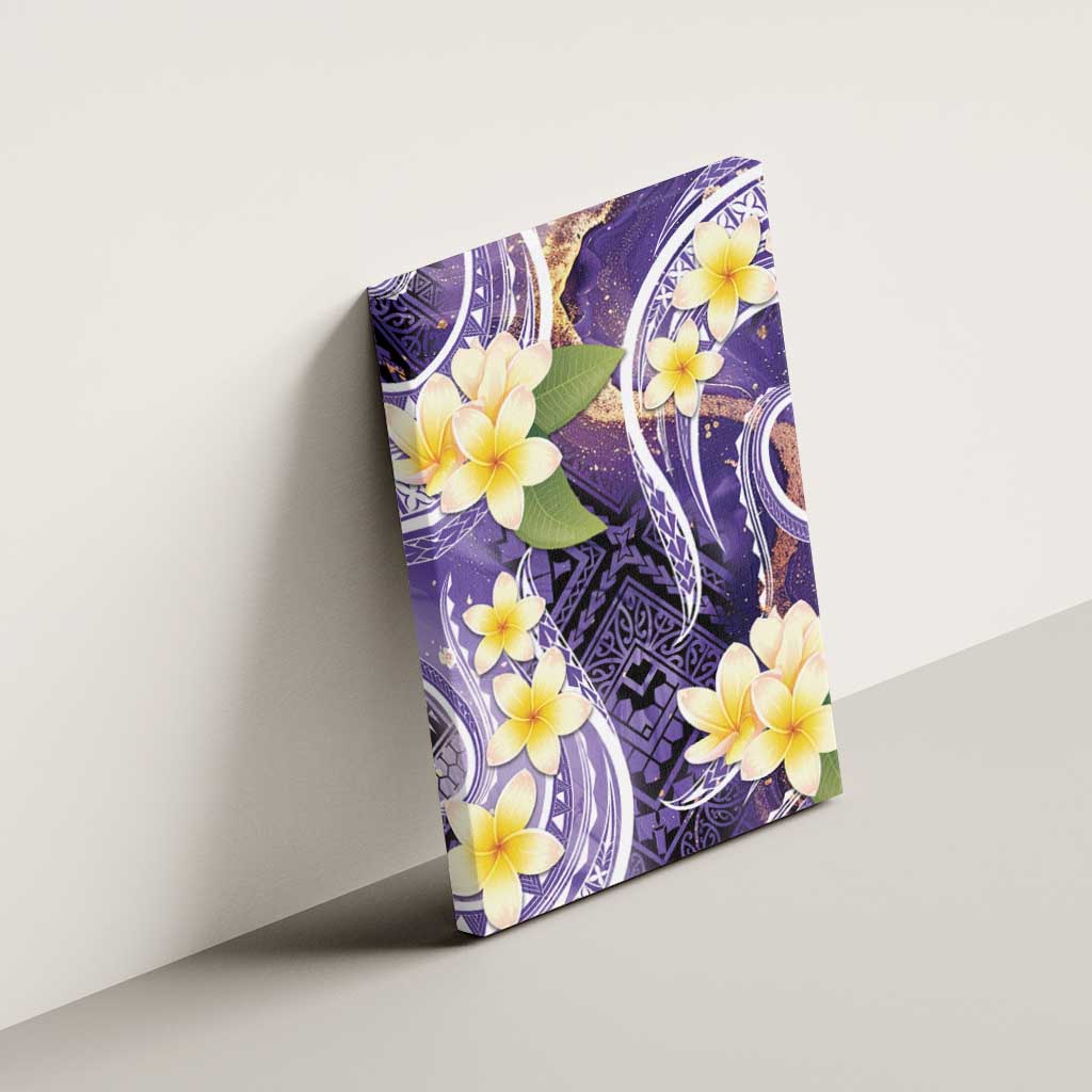 Polynesian Tribal Tattoo Canvas Wall Art Plumeria Purple Marble Pattern