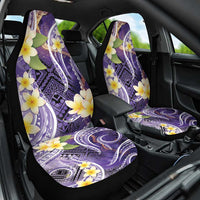 Polynesian Tribal Tattoo Car Seat Cover Plumeria Purple Marble Pattern