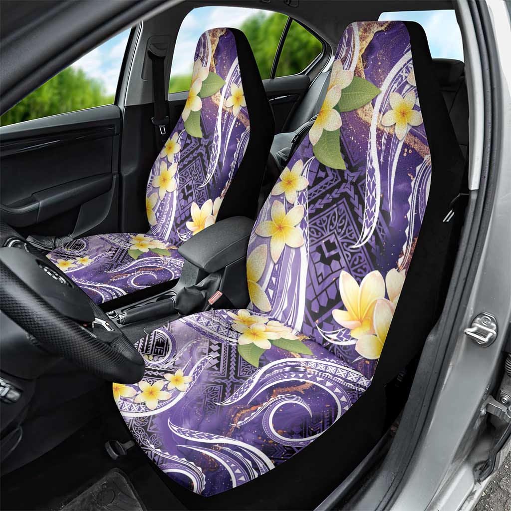 Polynesian Tribal Tattoo Car Seat Cover Plumeria Purple Marble Pattern
