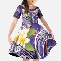 Polynesian Tribal Tattoo Family Matching Tank Maxi Dress and Hawaiian Shirt Plumeria Purple Marble Pattern