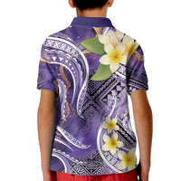 Polynesian Tribal Tattoo Kid Polo Shirt Plumeria Purple Marble Pattern LT9 - Polynesian Pride