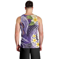 Polynesian Tribal Tattoo Men Tank Top Plumeria Purple Marble Pattern