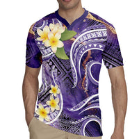 Polynesian Tribal Tattoo Rugby Jersey Plumeria Purple Marble Pattern