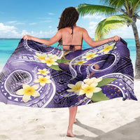 Polynesian Tribal Tattoo Sarong Plumeria Purple Marble Pattern