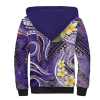 Polynesian Tribal Tattoo Sherpa Hoodie Plumeria Purple Marble Pattern