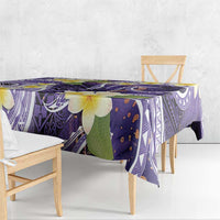 Polynesian Tribal Tattoo Tablecloth Plumeria Purple Marble Pattern