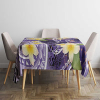 Polynesian Tribal Tattoo Tablecloth Plumeria Purple Marble Pattern