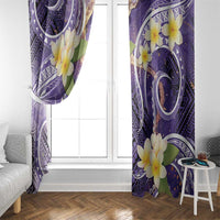 Polynesian Tribal Tattoo Window Curtain Plumeria Purple Marble Pattern