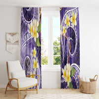 Polynesian Tribal Tattoo Window Curtain Plumeria Purple Marble Pattern