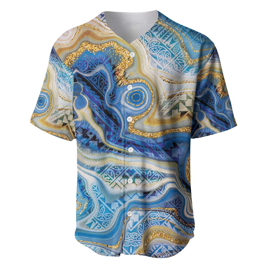 Polynesian Tribal Tattoo Baseball Jersey Swirling Ocean Marble Pattern LT9 Ocean - Polynesian Pride