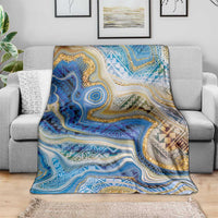 Polynesian Tribal Tattoo Blanket Swirling Ocean Marble Pattern