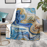 Polynesian Tribal Tattoo Blanket Swirling Ocean Marble Pattern
