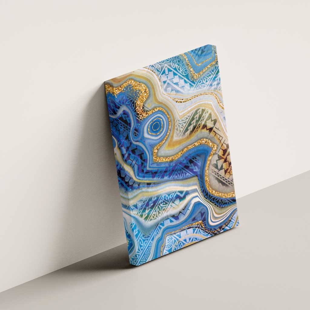 Polynesian Tribal Tattoo Canvas Wall Art Swirling Ocean Marble Pattern