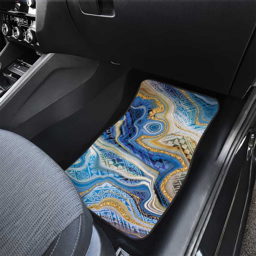 Polynesian Tribal Tattoo Car Mats Swirling Ocean Marble Pattern